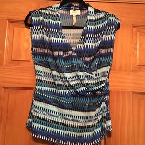 Laundry by Shelli Segal Blue Chevron Top - Medium